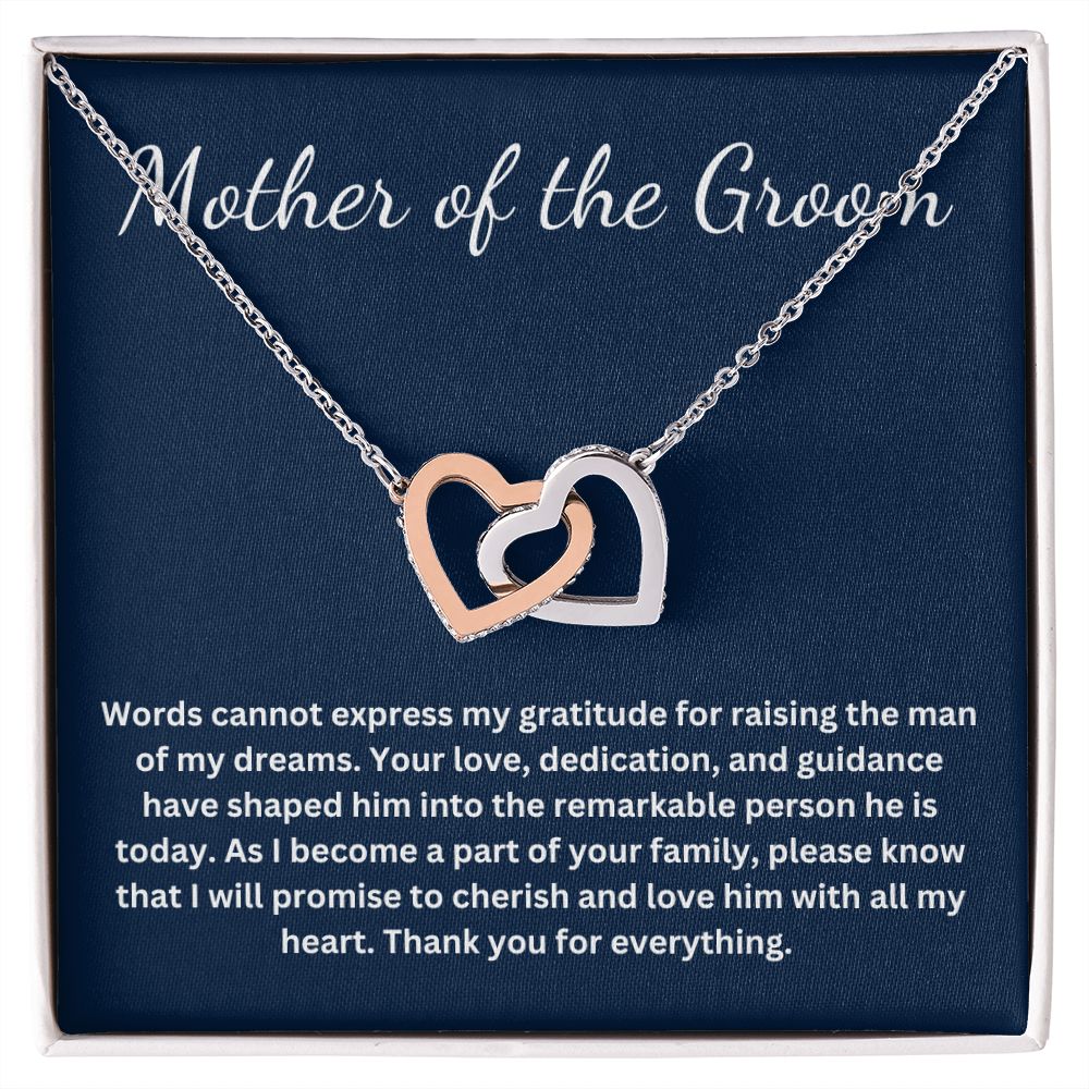 Mother of Groom interlocking heart necklace gift from Bride