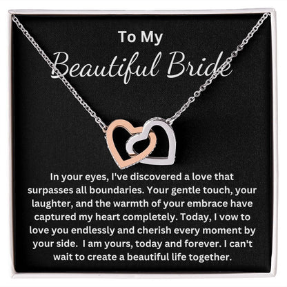 To My Bride  heart necklace Gift From Groom, Wedding Day Gift For Bride