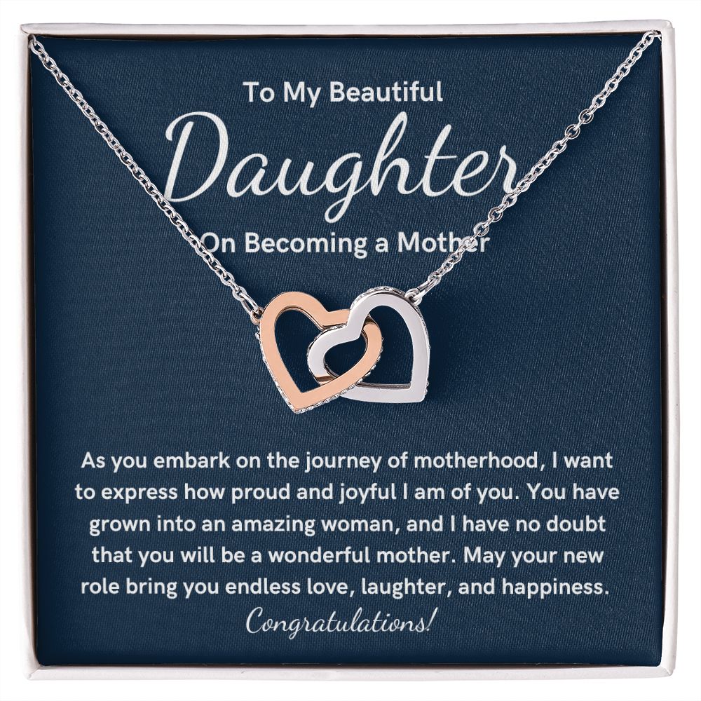 Daughter On Becoming A Mother heart necklace Gift from Mum Dad