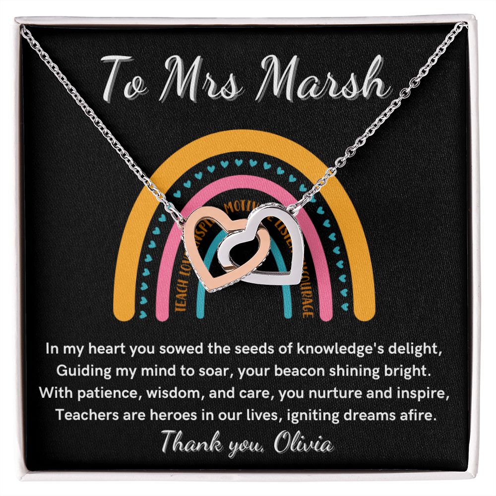 Personalized Teacher necklace end of year gift