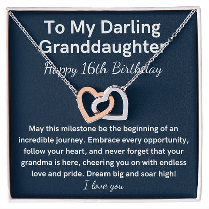 Happy 16th birthday heart necklace for granddaughter