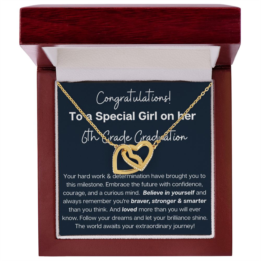 6th Grade Graduation gift for daughter niece heart necklace