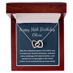 Personalized 16th birthday heart necklace gift for best friend