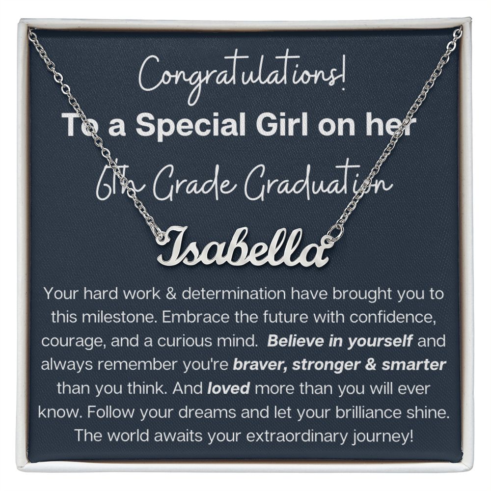 Personalized 6th Grade Custom Name Necklace Graduation Gift
