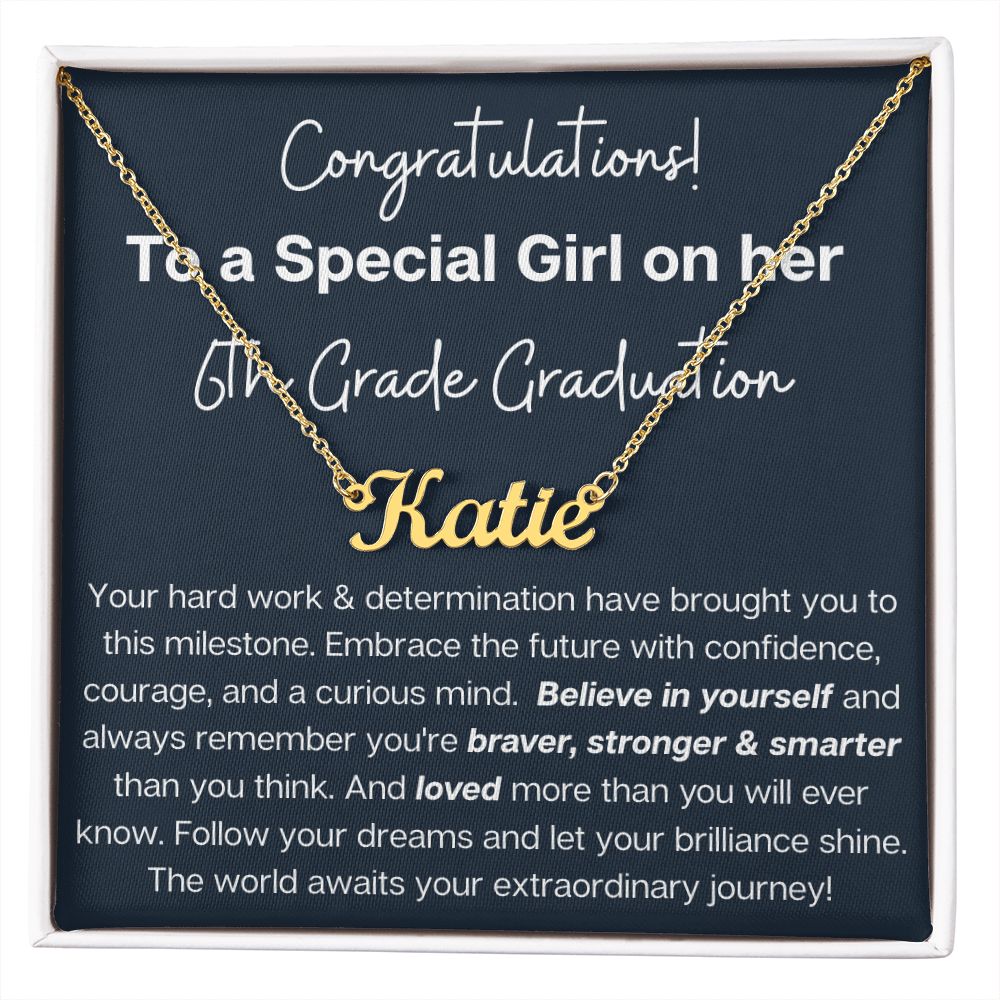 Personalized 6th Grade Custom Name Necklace Graduation Gift
