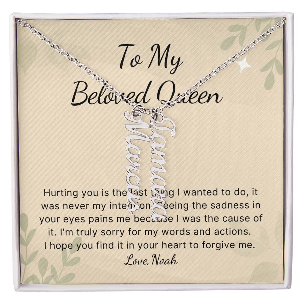 Personalized Vertical Name Necklace apology gift for wife or girlfriend