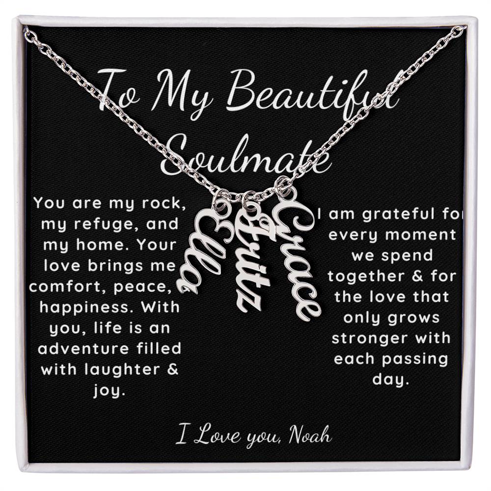Personalized Soulmate Vertical Name Necklace for wife girlfriend gift