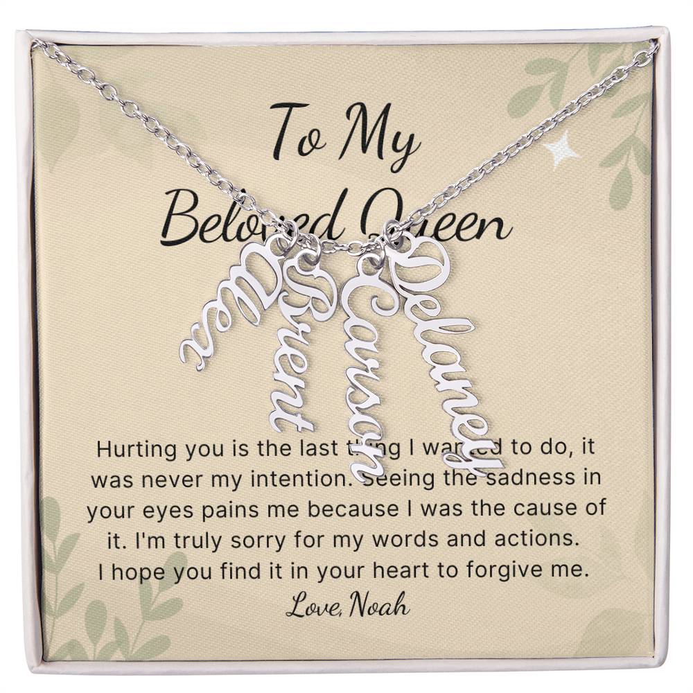 Personalized Vertical Name Necklace apology gift for wife or girlfriend