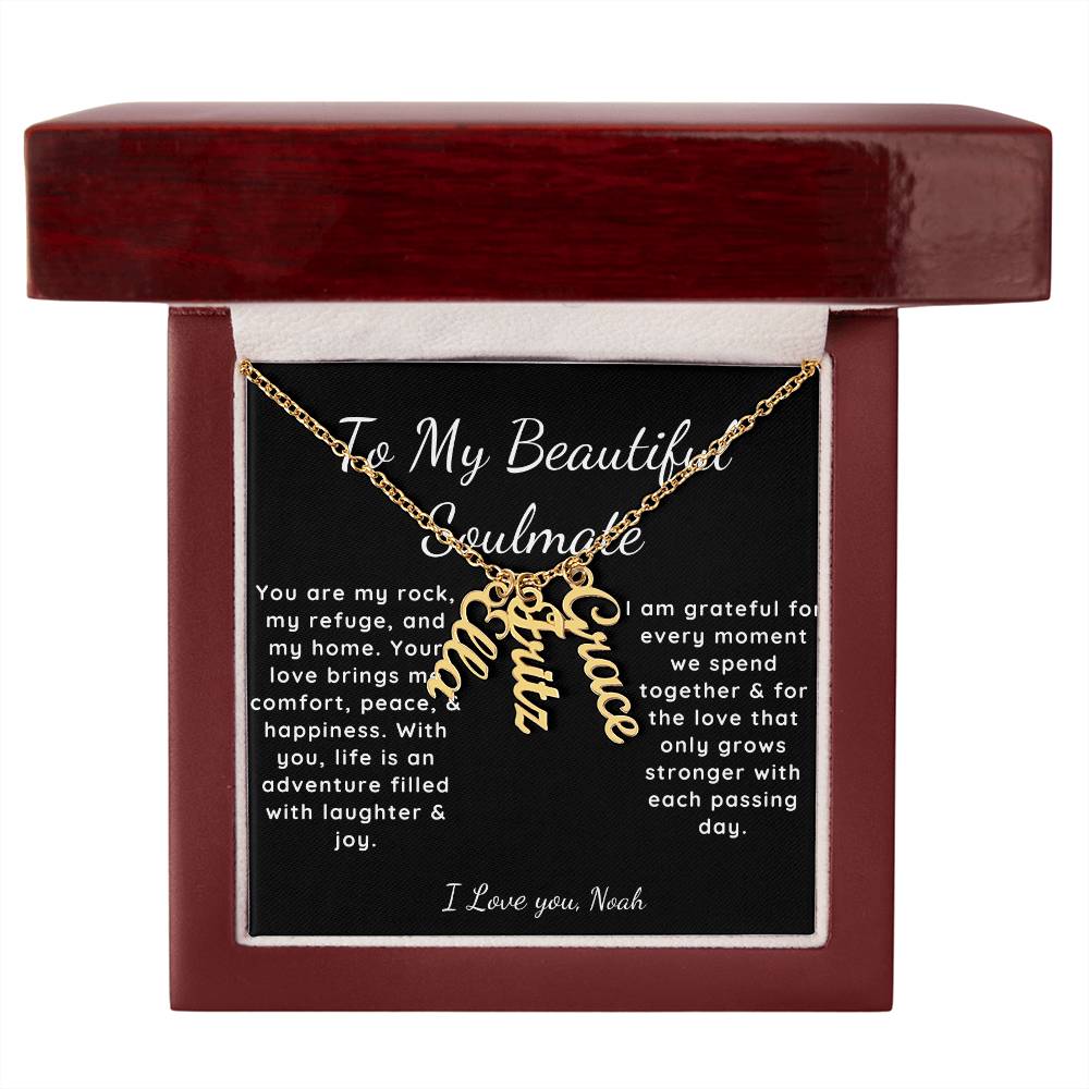 Personalized Soulmate Vertical Name Necklace for wife girlfriend gift