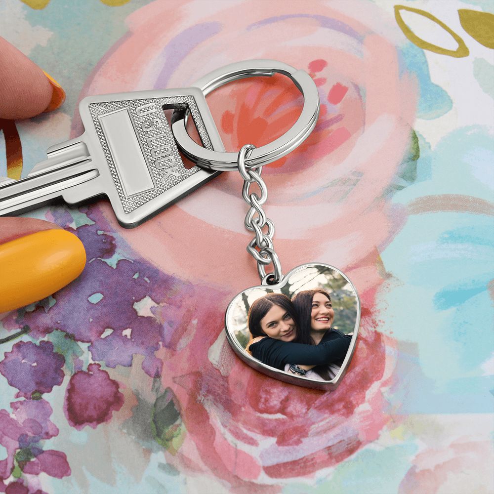 Sister photo keychain engrave birthday Christmas moving away gift