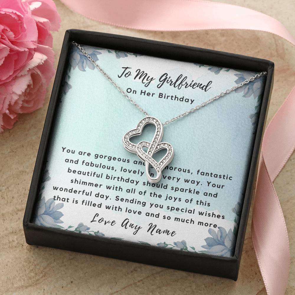 Double Heart Personalized Girlfriend Birthday Necklace