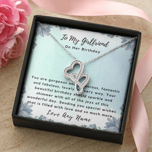 Double Heart Personalized Girlfriend Birthday Necklace