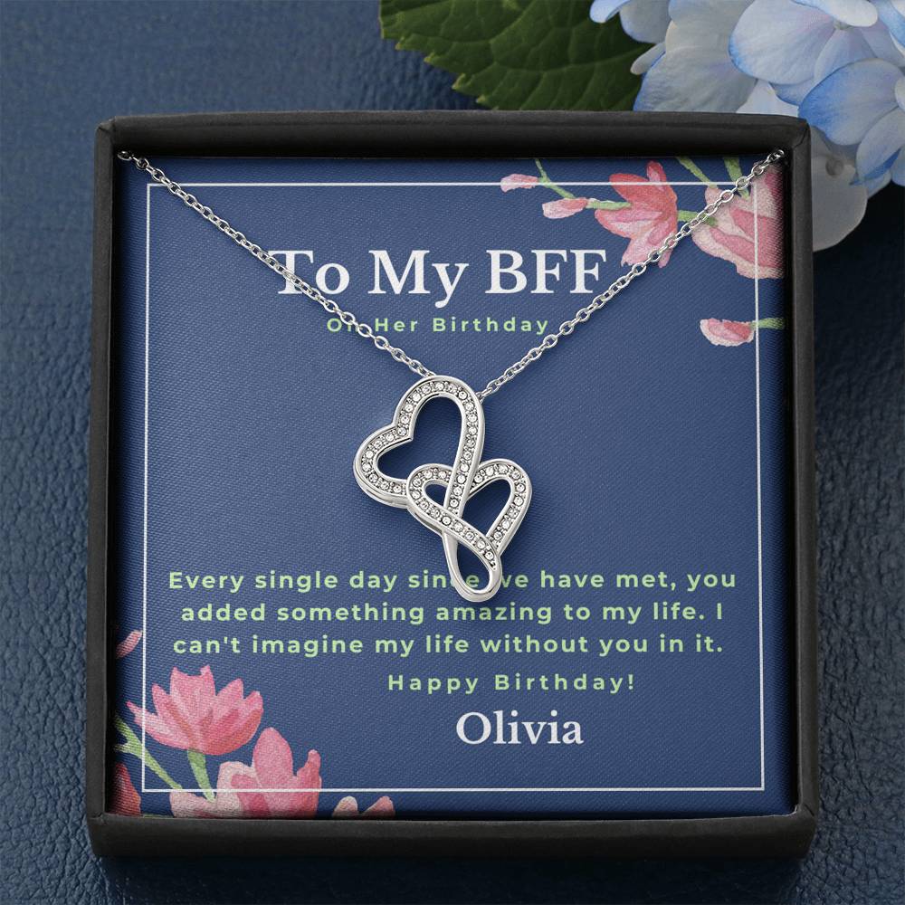 To My BFF on her birthday Double Hearts Necklace