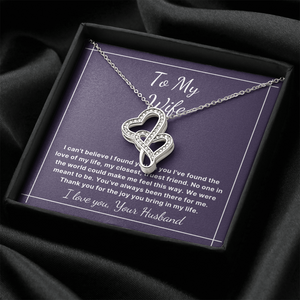 Double heart anniversary birthday necklace for wife