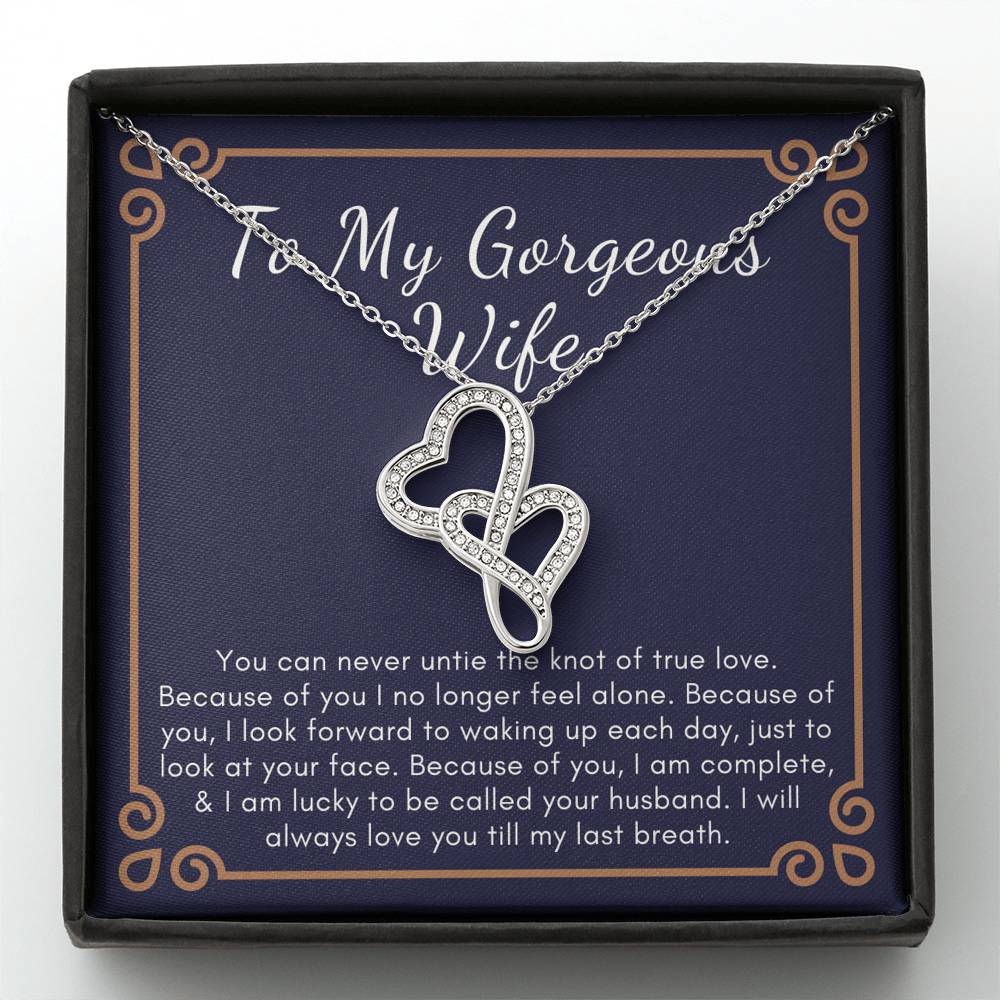 Double heart necklace for wife anniversary valentine birthday gift