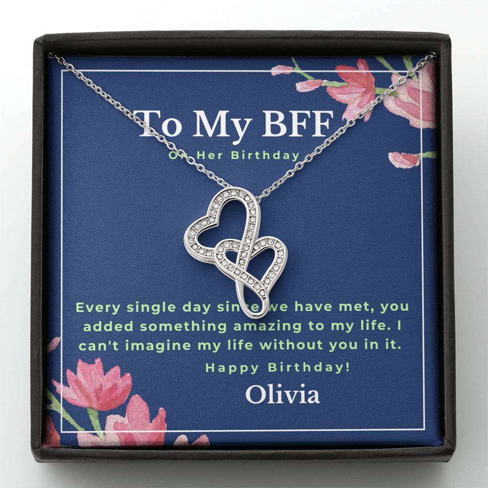 To My BFF on her birthday Double Hearts Necklace