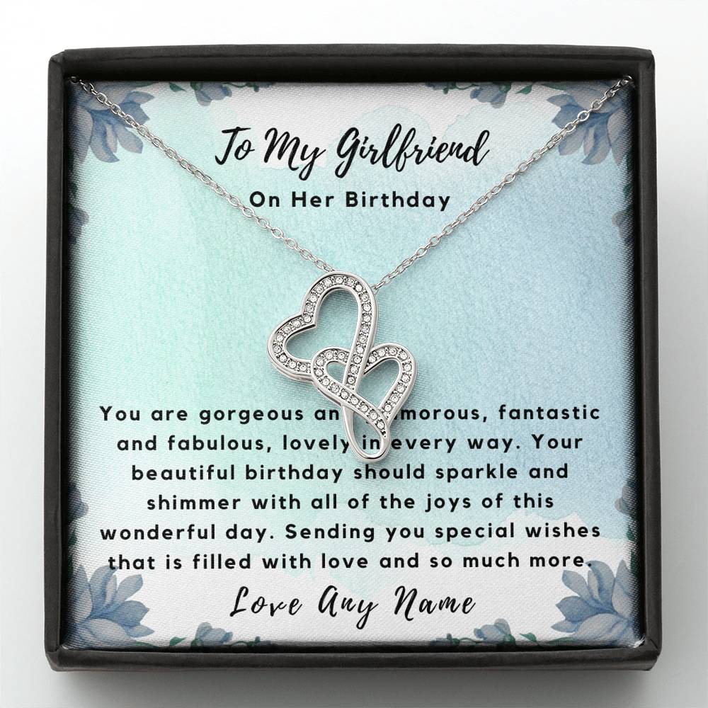 Double Heart Personalized Girlfriend Birthday Necklace