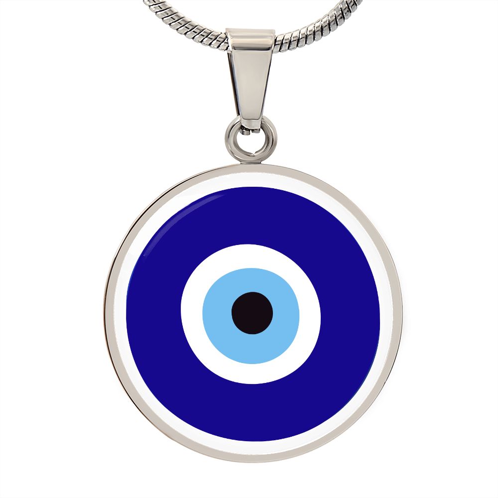 Engraved Evil Eye protection necklace