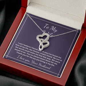 Double heart anniversary birthday necklace for wife