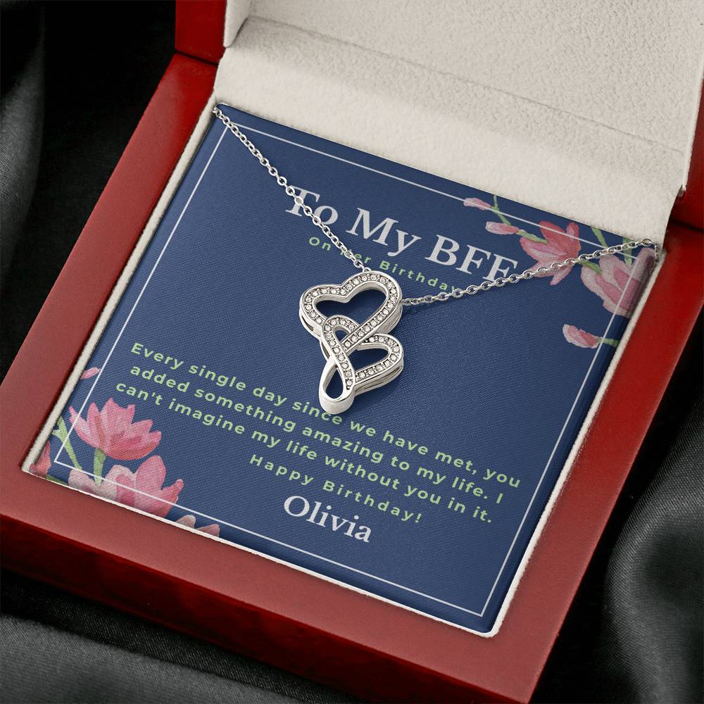 To My BFF on her birthday Double Hearts Necklace