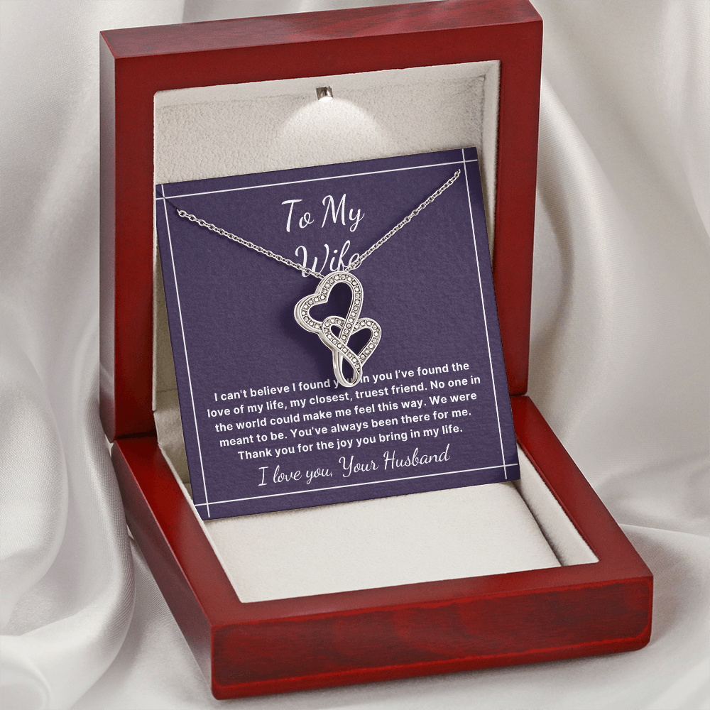 Double heart anniversary birthday necklace for wife