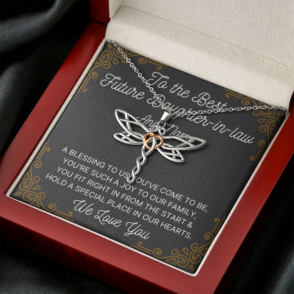 Personalized Future Daughter in law Dragonfly necklace