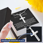 Personalized artisan-crafted Stainless Steel Cross Necklace for Groom gift from bride