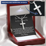 Personalized artisan-crafted Stainless Steel Cross Necklace for Groom gift from bride