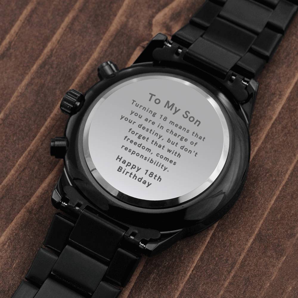 18th Birthday for Son Engraved Watch