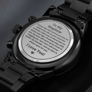 Nephew from Auntie engraved watch, birthday Christmas moving away gift