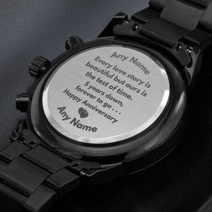 Personalized 5 Year Anniversary boyfriend Husband Engraved Watch