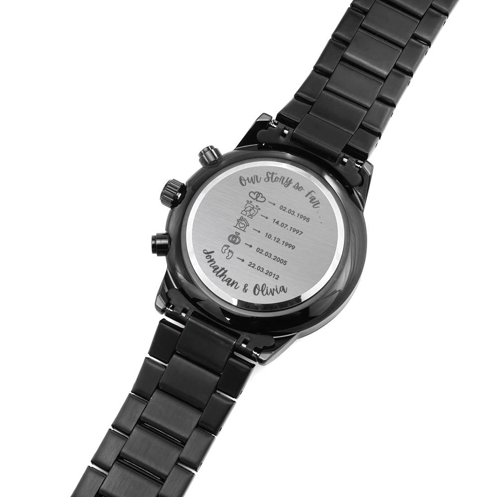 Personalized Our Story so Far engraved watch