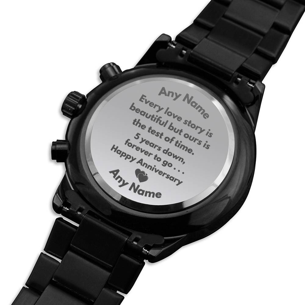 Personalized 5 Year Anniversary boyfriend Husband Engraved Watch