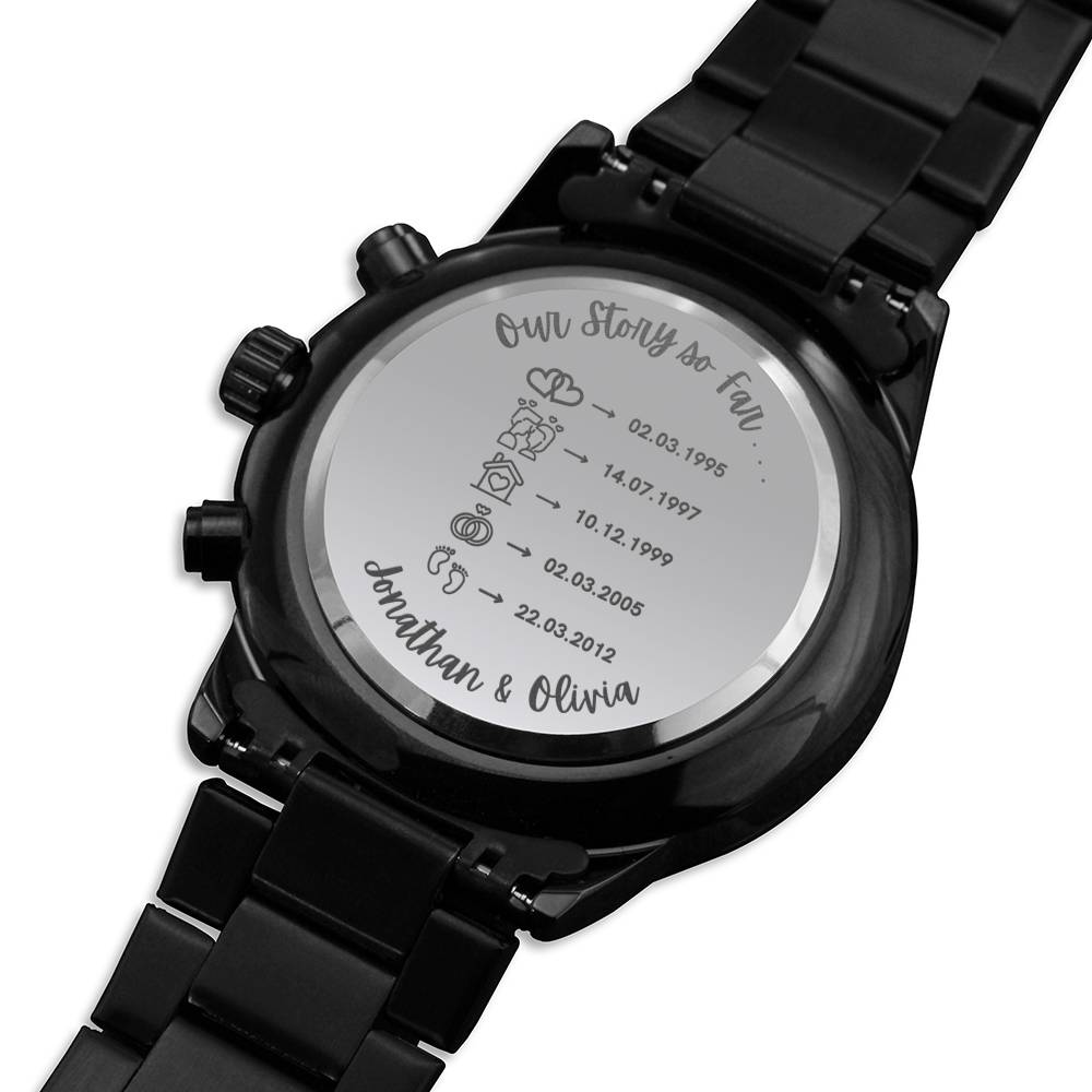 Personalized Our Story so Far engraved watch
