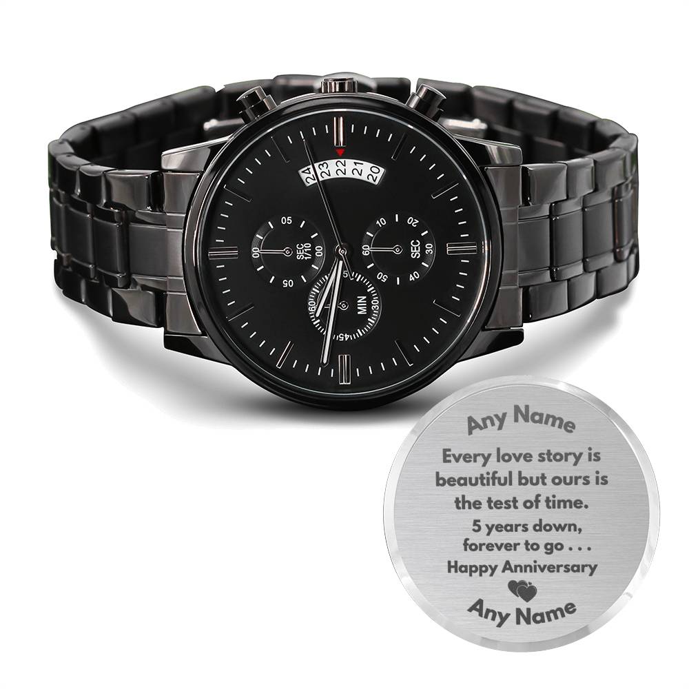 Personalized 5 Year Anniversary boyfriend Husband Engraved Watch