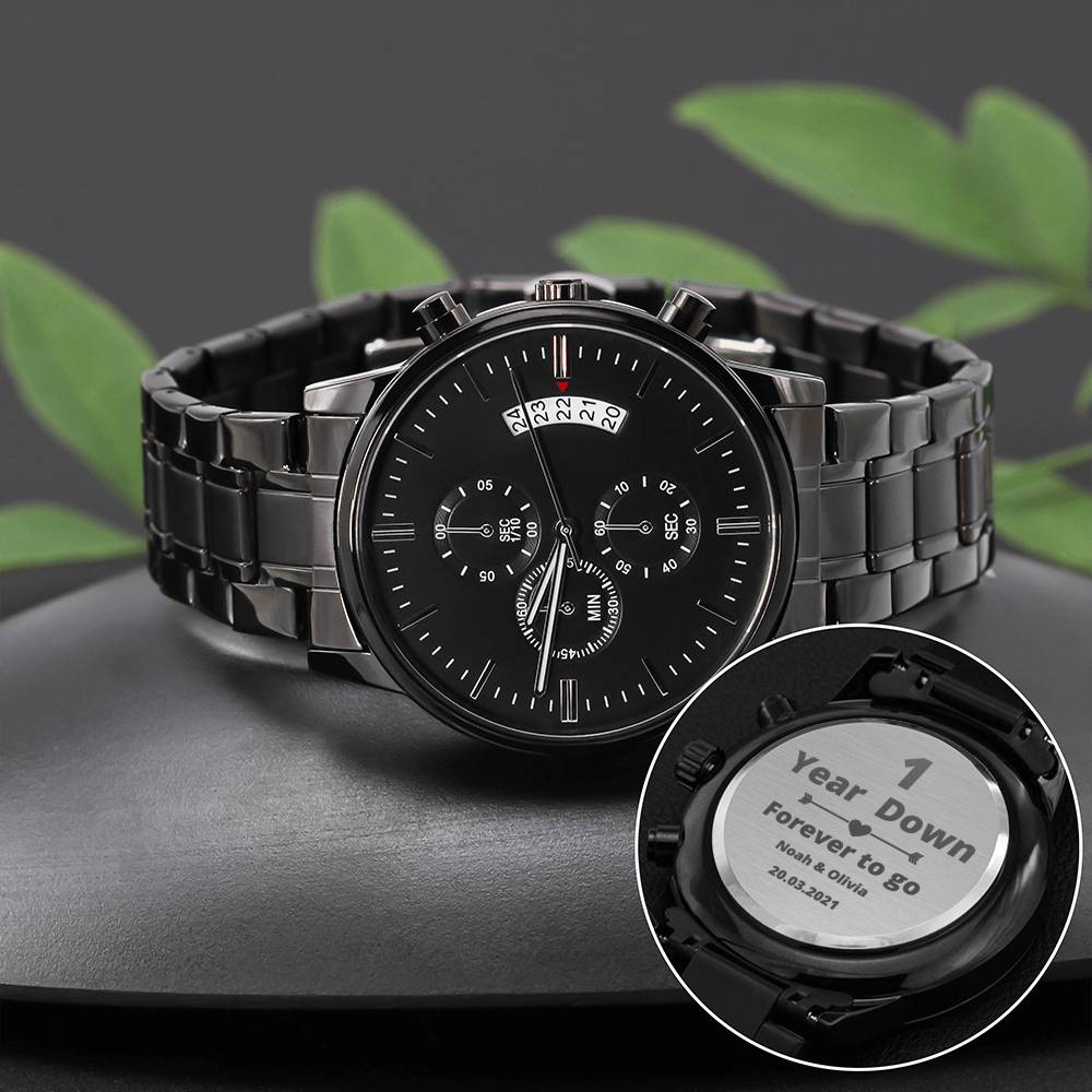 1 Year Down Anniversary engraved watch gift for boyfriend