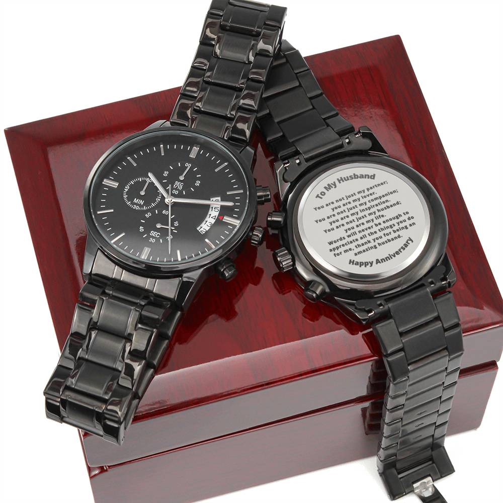 Anniversary engraved watch gift for husband