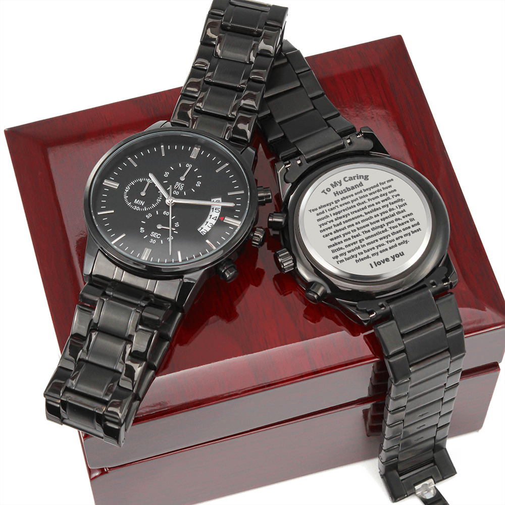 To My Caring Husband engraved watch gift