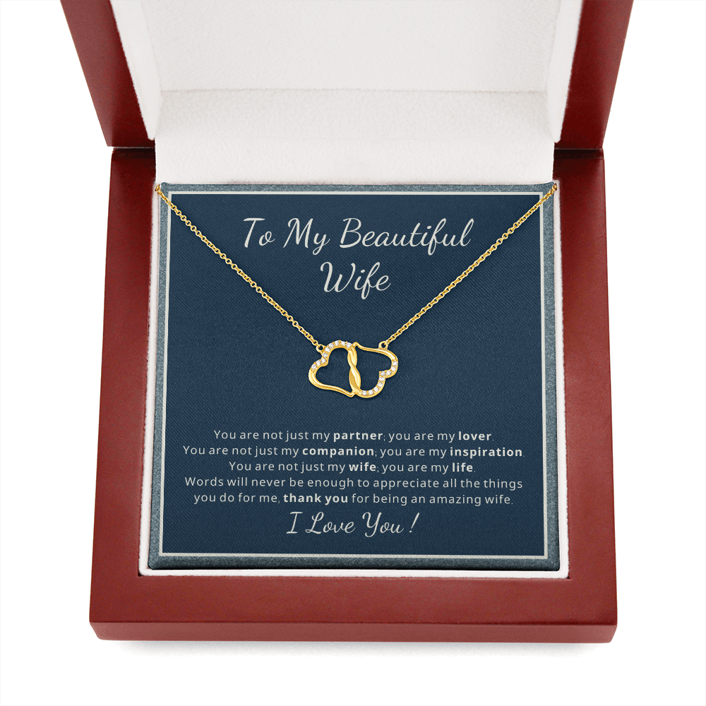 To My Beautiful Wife Everlasting Love heart necklace gift