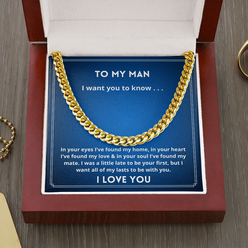 To My Man Love chain necklace for boyfriend husband Christmas Birthday gift