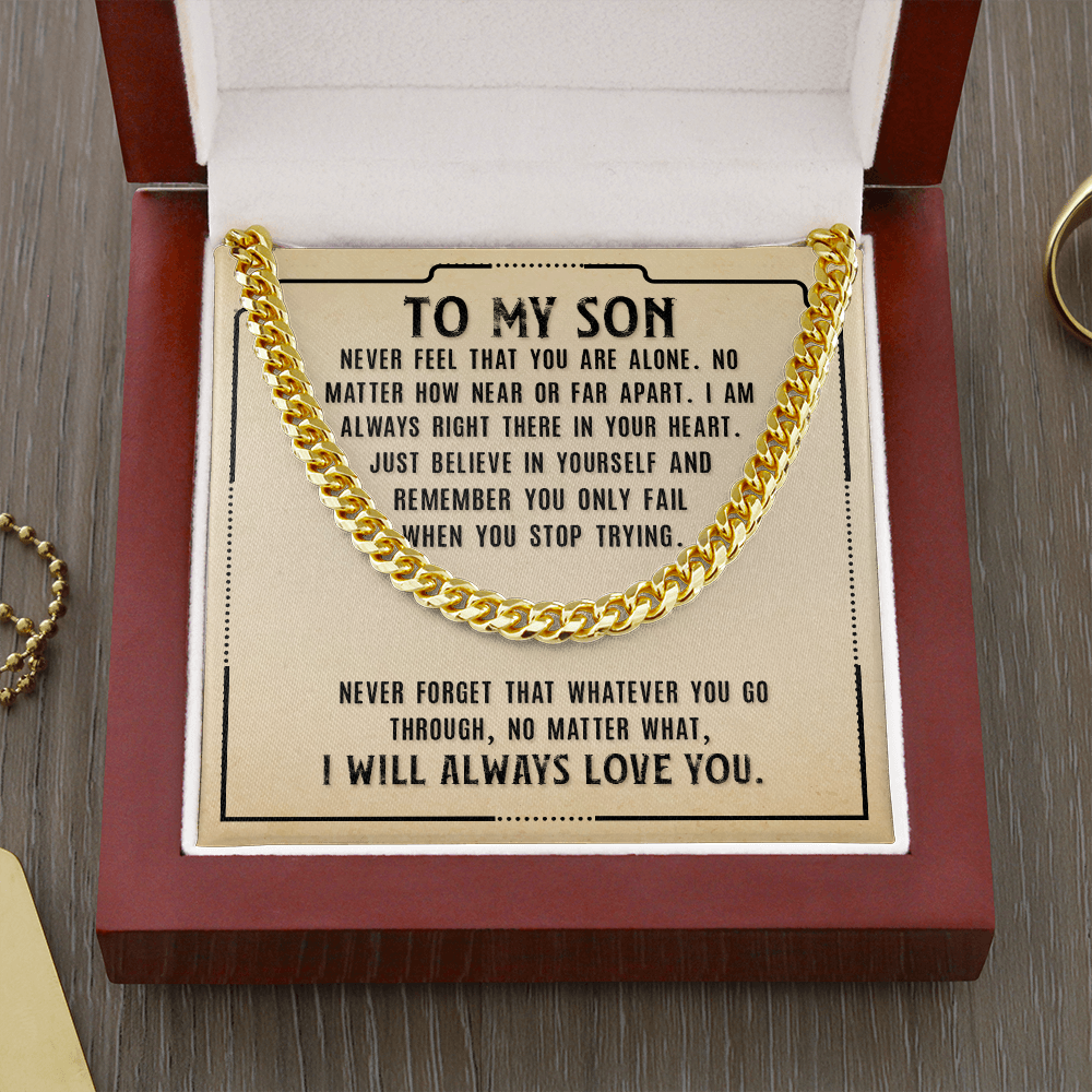 To My Son Motivational inspirational birthday Christmas Cuban Link Necklace