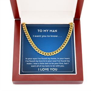 To My Man Love chain necklace for boyfriend husband Christmas Birthday gift