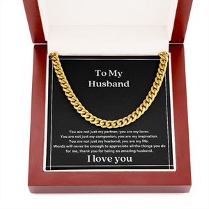 To My Husband Cuban necklace gift for Christmas birthday Valentines
