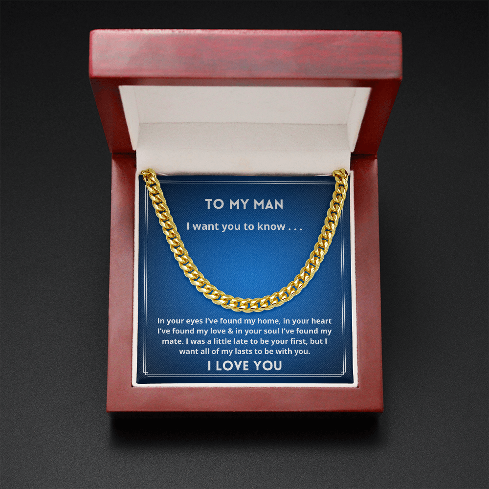 To My Man Love chain necklace for boyfriend husband Christmas Birthday gift