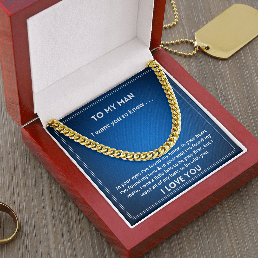 To My Man Love chain necklace for boyfriend husband Christmas Birthday gift