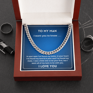 To My Man Love chain necklace for boyfriend husband Christmas Birthday gift