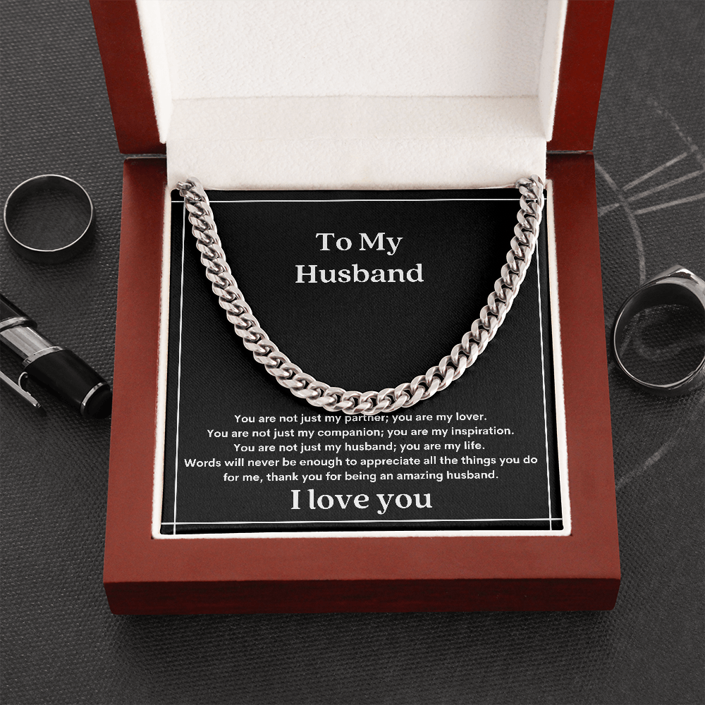 To My Husband Cuban necklace gift for Christmas birthday Valentines
