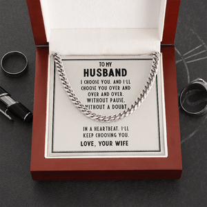 I Choose You husband anniversary valentines Christmas necklace gift
