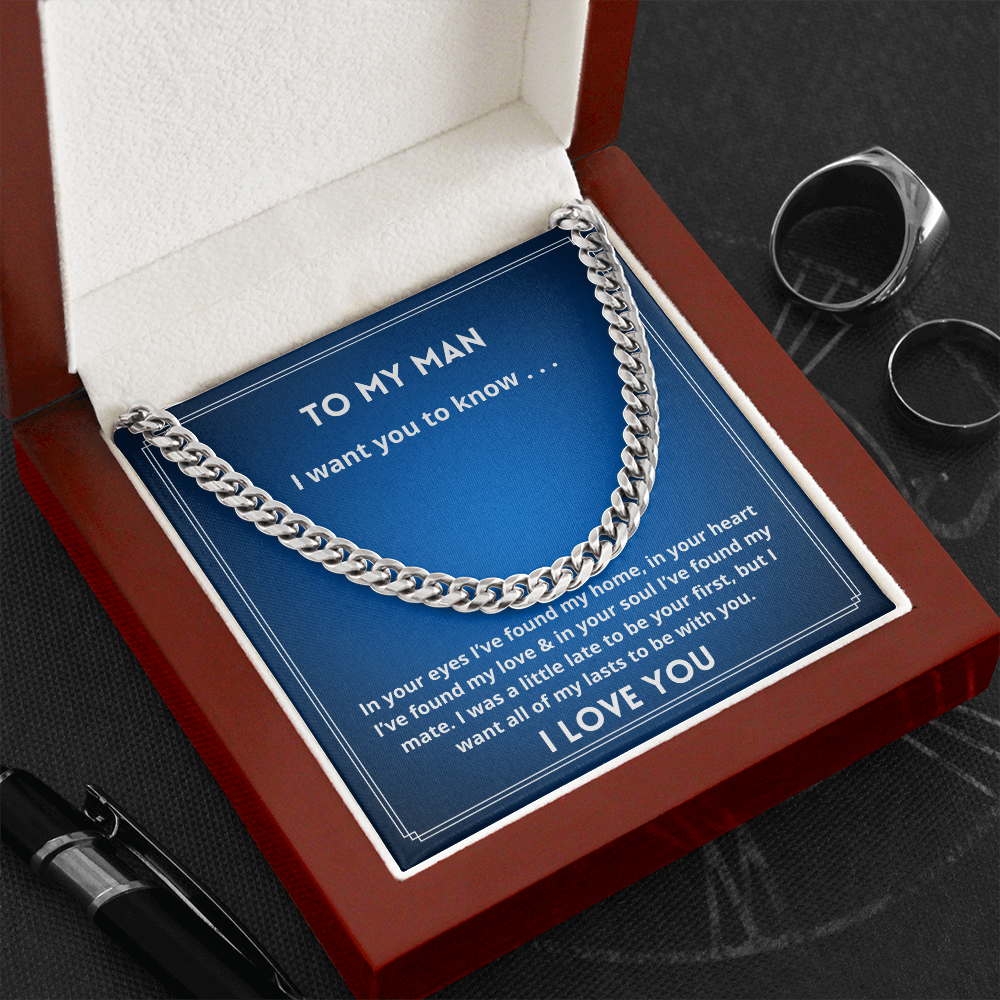 To My Man Love chain necklace for boyfriend husband Christmas Birthday gift