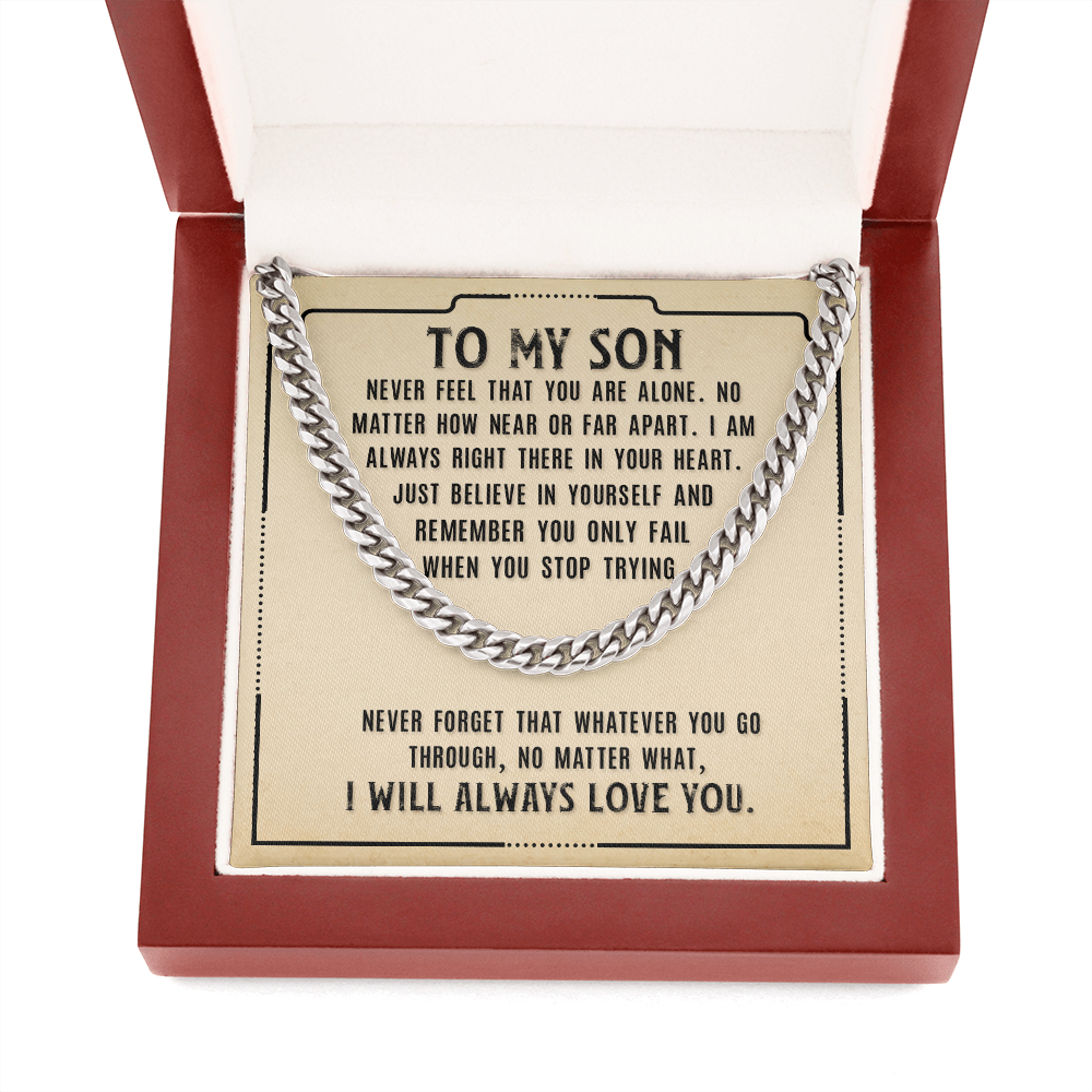 To My Son Motivational inspirational birthday Christmas Cuban Link Necklace
